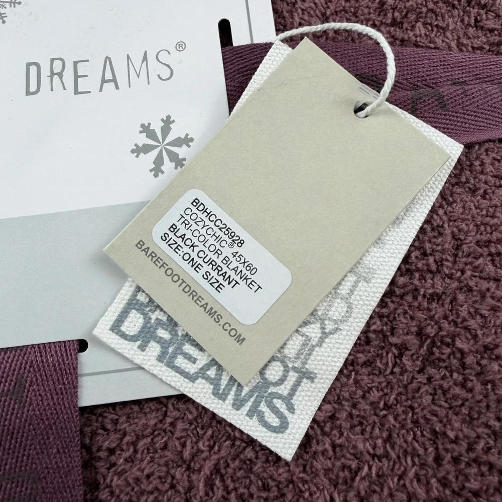 Barefoot Dreams Unisex CozyChic Tri-Color Blanket Black Currant One Size